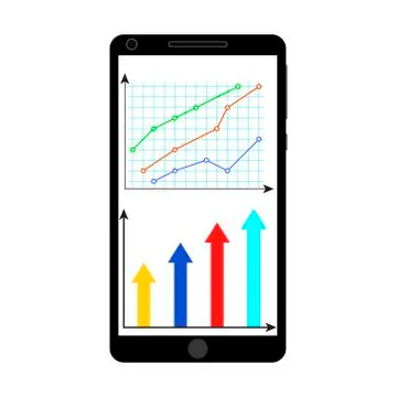 Chart and graphic on smartphone screen Stock Illustration