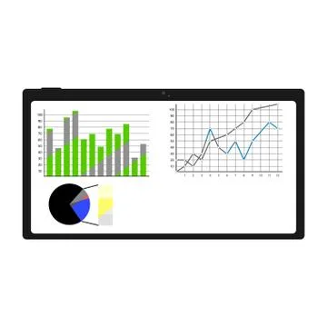 Chart and graphic on tablet Stock Illustration