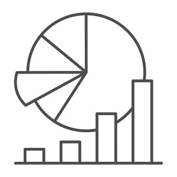 Chart and infographic thin line icon, startup concept, Financial data statistics Illustrazione stock