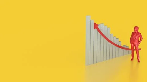 The chart and red man on yellow background  for Business concept 3d rendering イラスト素材