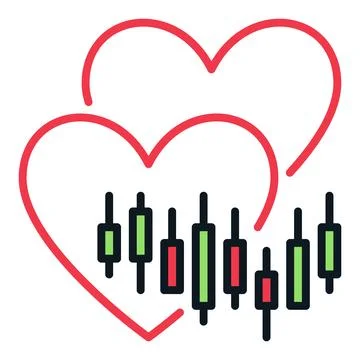 Chart and Two Minimal Hearts vector Financial colored icon or design element Ilustração Stock