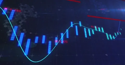 Chart appearing showing bars dropping, climbing, swinging in red zone Stock Footage 327965809