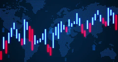 Chart, arrow and global map with line for statistics, financial insight and info Stock Footage 343724339