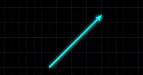 Chart arrow blue glow constant shape goes up on black grid Stock Footage 338407846