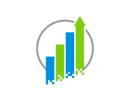 Chart with arrow up in the circle Stock Illustration