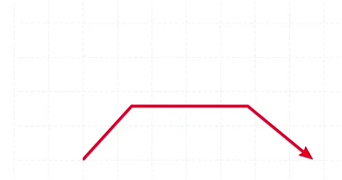 Chart arrow goes up, horizontal and down red on white grid Vídeo Stock 340253124
