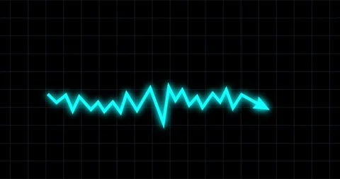 Chart arrow irregular still goes up and down blue glow on black screen Stock Footage 337901539