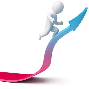Chart arrow people 3d render Stock Illustration