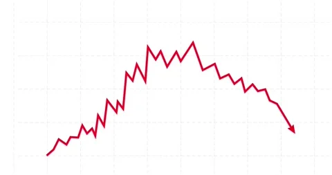 Chart arrow red irregular shape goes up and down. Graph rising fast. Stock Footage 321349434