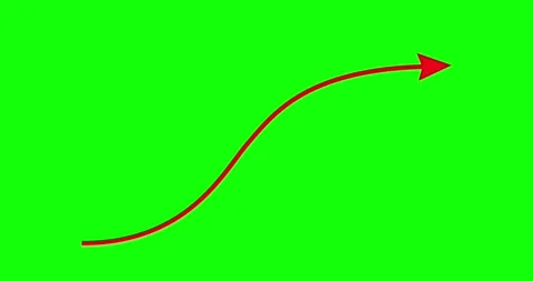 Chart arrow s curve shape goes up and down greenbox Stock Footage 327793245