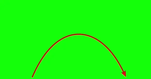 Chart arrow smooth red bow shape goes up and down greenbox Stock Footage 321921480