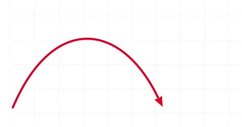 Chart arrow smooth red bow shape goes up and down on white 動画素材 326042210