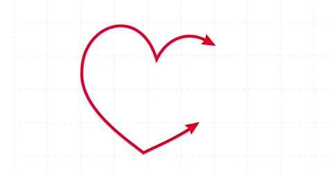 Chart arrow smooth red heart shapes goe up and down on white Stock Footage 337654237