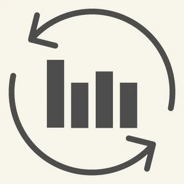 Chart with arrows solid icon. Graph with circle arrows vector illustration Stock Illustration