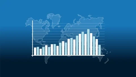 Chart Bar Diagram With World Map Animation Video Stock Footage 301669051
