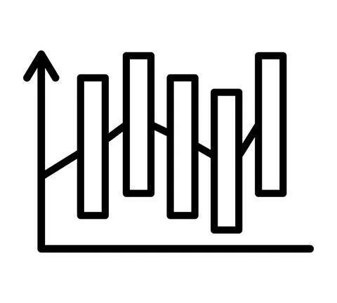 Chart bar flat icon. Siccess business pictogram for web. Line stroke. Infogra Stock Illustration