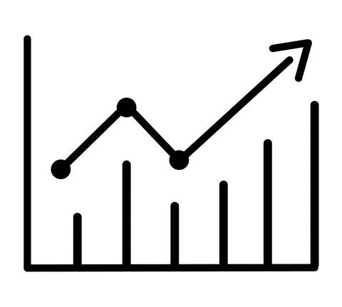 Chart bar flat icon. Siccess business pictogram for web. Line stroke. Infogra Stock Illustration