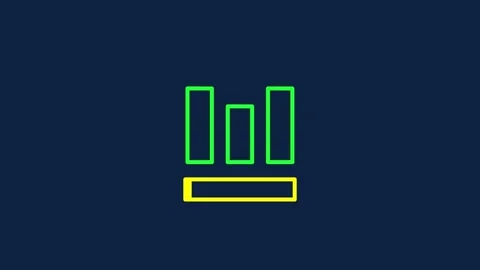 Chart bar icon with three vertical bars animation isolated on blue background Stock Footage 336105109