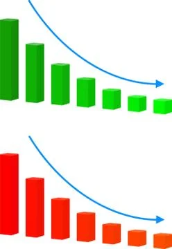 Chart with bars declining raster icon. Decrease sign icon. Finance graph symbol. Stock Illustration