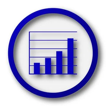Chart bars icon. Blue internet button on white background.. Stock Illustration