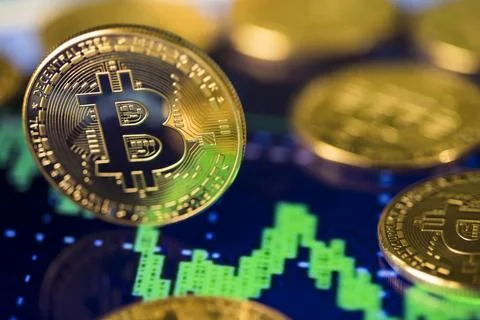 Chart, Bitcoin Trading Concept, virtual money Stock Photos