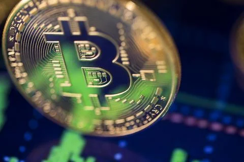 Chart, Bitcoin Trading Concept, virtual money Stock Photos