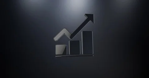 Chart Up Black 3d Icon Stock Footage 69985950