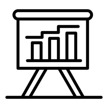 Chart on blackboard icon, outline style Stock Illustration