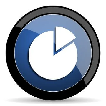 Chart blue circle glossy web icon on white background, round button for inter Stock Illustration