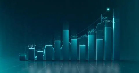 Chart of business data graph diagram and growth financial graphic report in.. Stock Photos