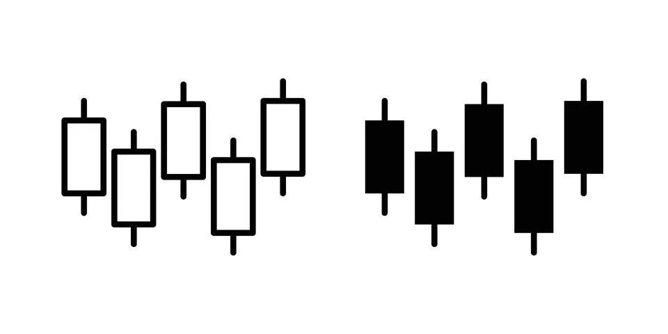 Chart candlestick icon silhouette vector set. thin line pack Stock Illustration