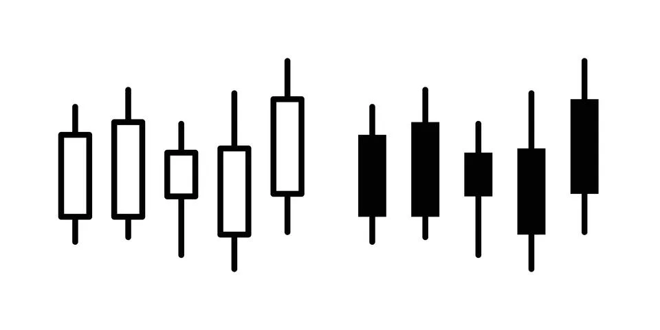Chart candlestick icon symbol. Flat and Stroke Vector illustration Stock Illustration