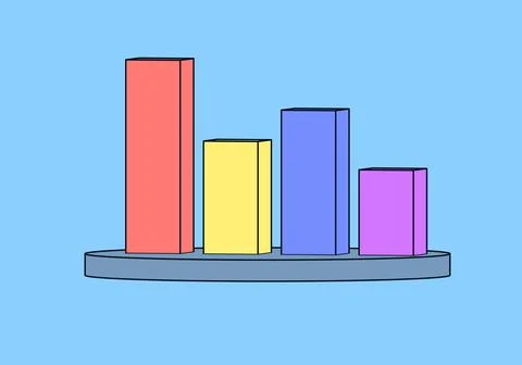 Chart, cartoon style graph of indicators. Indicator bars of different colors. Stock Illustration