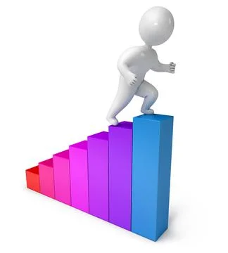 Chart climbing people 3d render 스톡 일러스트