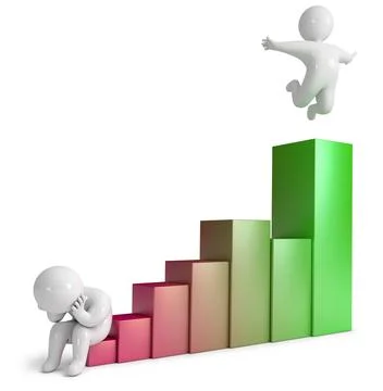 Chart climbing people 3d render Stock Illustration