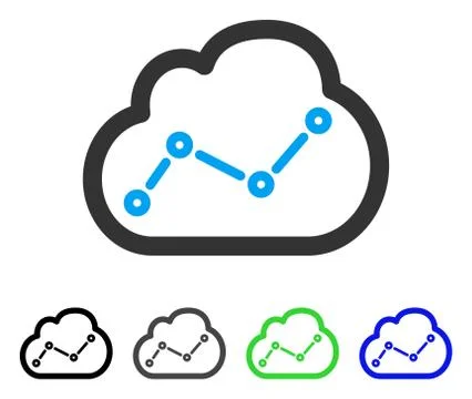Chart Cloud Flat Icon Stock Illustration