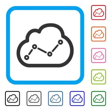 Chart Cloud Framed Icon 스톡 일러스트