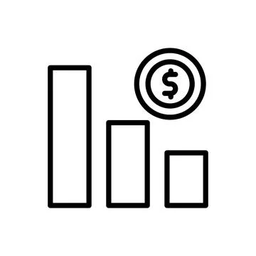 Chart coin dollar icon. Simple line, outline vector elements of bankruptcy icons Stock Illustration