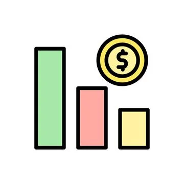 Chart coin dollar icon. Simple color with outline vector elements of bankruptcy Stock Illustration