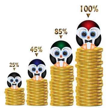 Chart of coins 3d vector illustration Stock Illustration