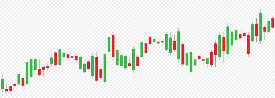 A chart of crypto candlesticks on a transparent background. Illustration