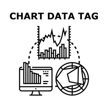 Chart data tag analytics visualization concept Stock Illustration