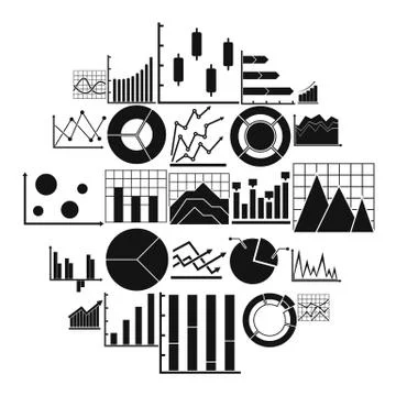 Chart diagram icon set, simple style Stock Illustration