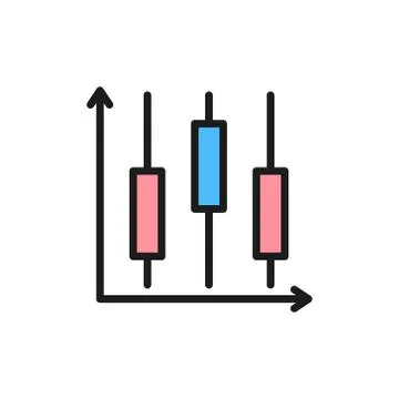 Chart with different levels flat color icon. Stock Illustration