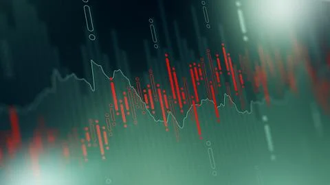 Chart displays stock exchange trading activity and price movements over time Ilustração Stock