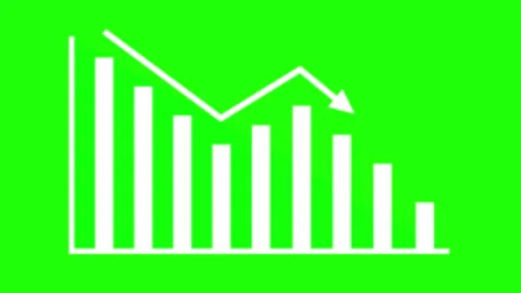 Chart down arrow down animated bear market red diagram market loss 4k green.. Stock Footage 281321810