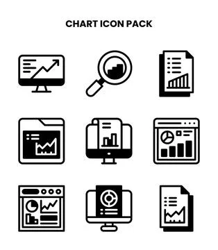 Chart DuoTone Bundle Icons Pack Stock Illustration