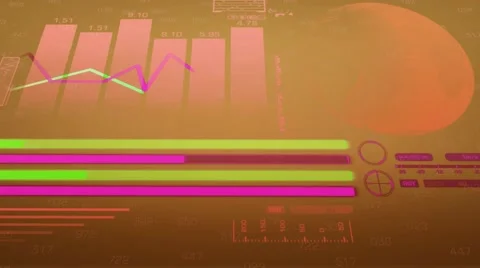 Chart - Economy - Cyberspace - Digital Numbers - Stock - Bottom Zoom - Yellow Stock Footage