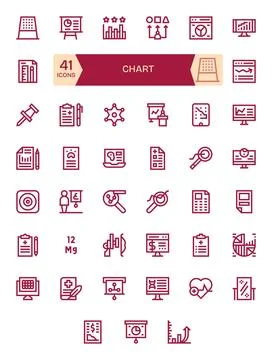Chart Exclusive Vector Set featuring 41 Bold Line Pixel Aligned 64x64 Icons Stock Illustration