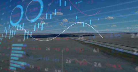 Chart fading in triggers trend lines drawing and elements animating for showing Stock Footage 310864182